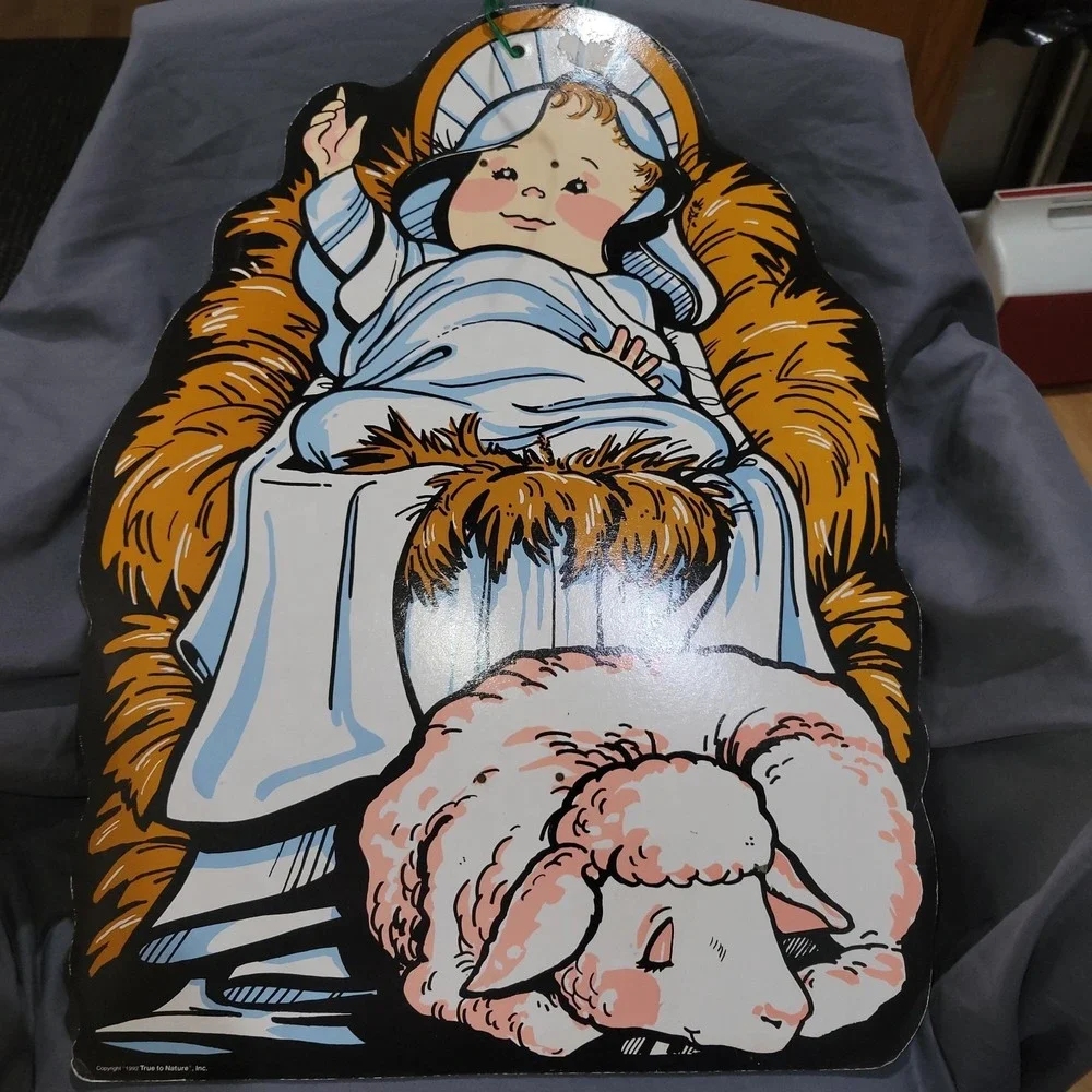Vintage 1992 True To Nature Giant Life Sized Nativity Set Baby Jesus 17.5x23